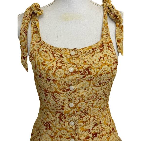 NWT Free People Sugar Sands jumpsuit, camel combo, extra small, bohemian, floral - Picture 5 of 9